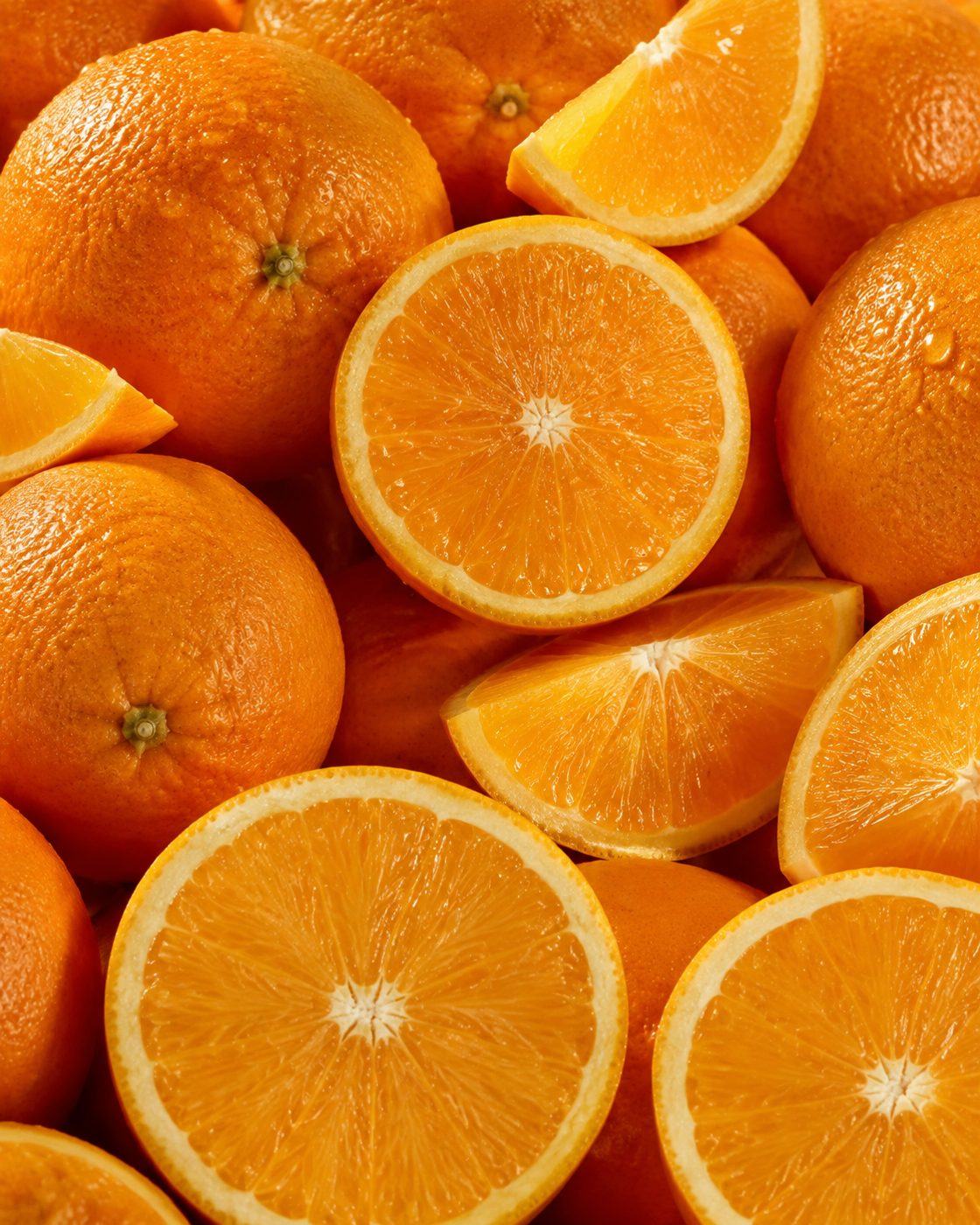 Oranges coupées en gros plan